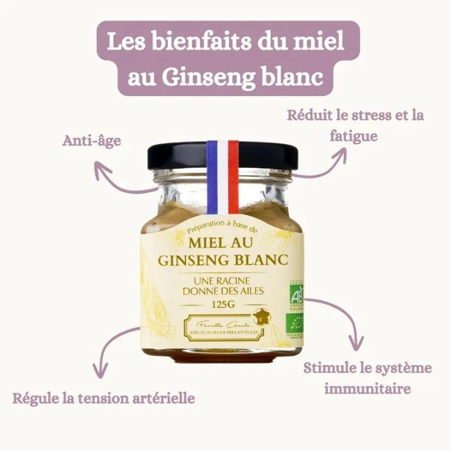 Miel au ginseng blanc 125g